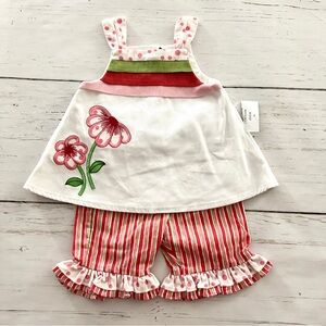 Austin & Ashley Infant Set 9M 2 Piece Flowers Ruffles Summer Sleeveless New